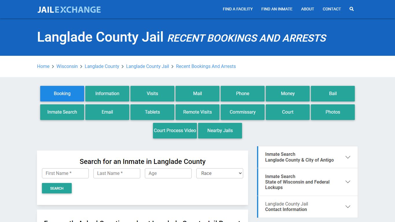 Langlade County Jail Recent Bookings And Arrests - Jail Exchange